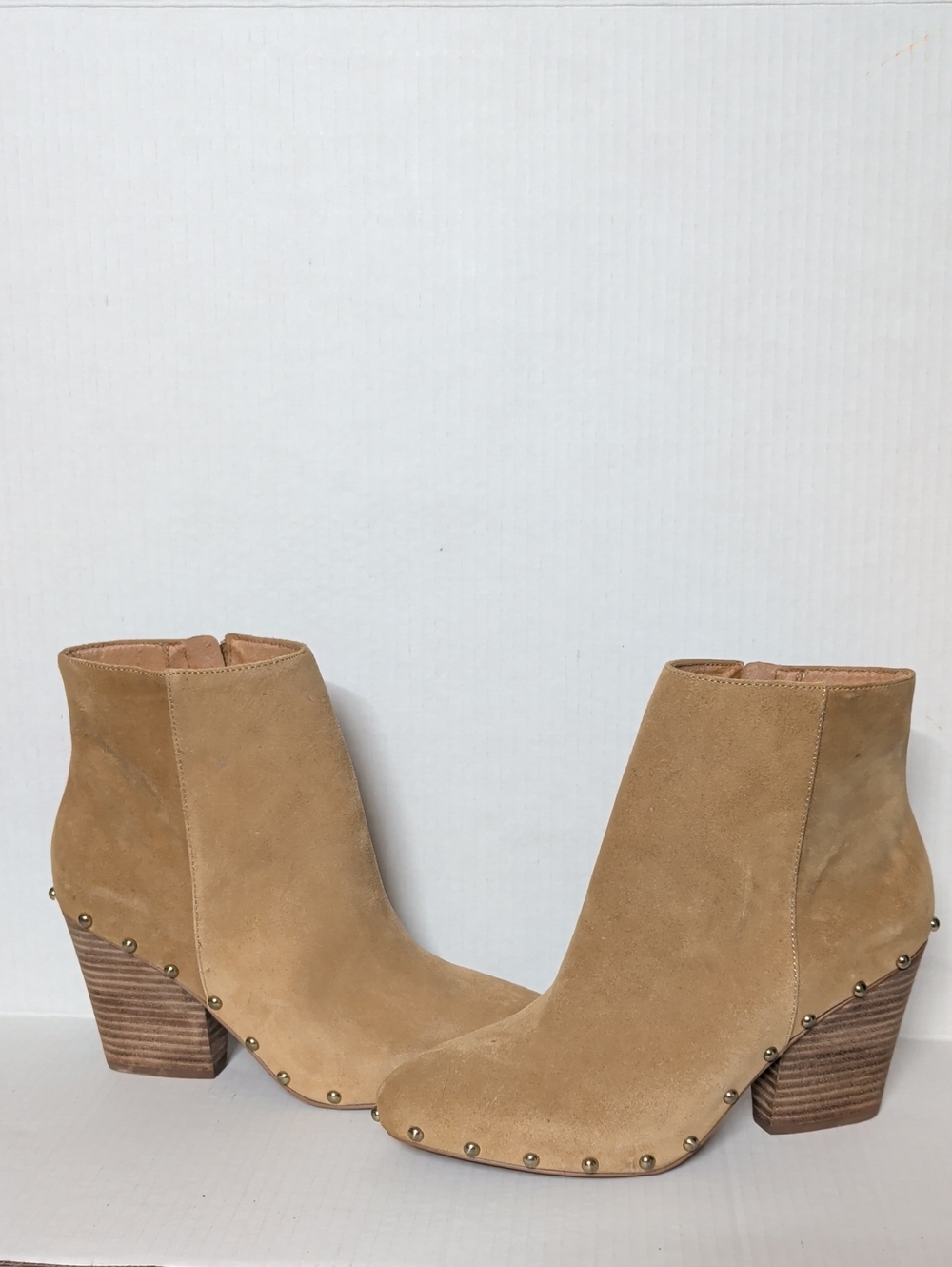 BCBGeneration Tan Suede Studded Ankle Booties